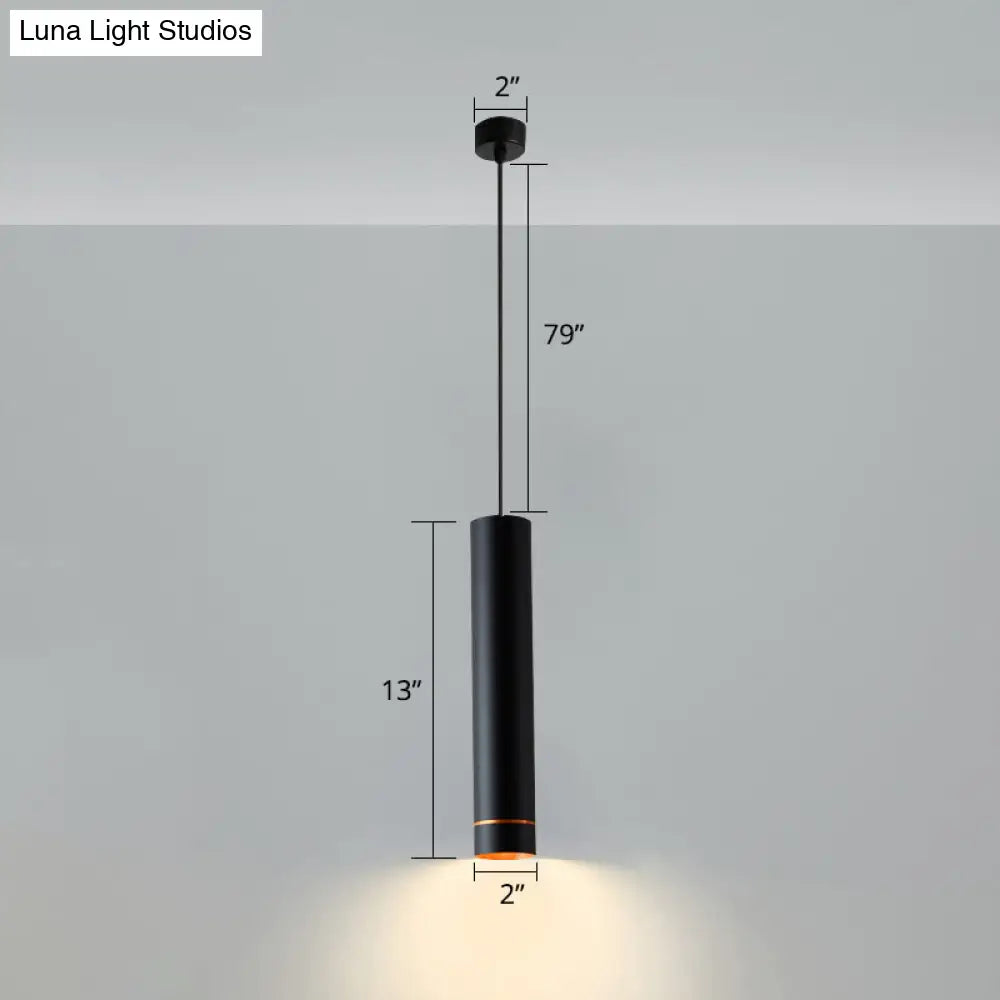 Minimalistic Tube Design Led Hanging Lamp For Bedside Suspension Pendant Light In Black Lighting