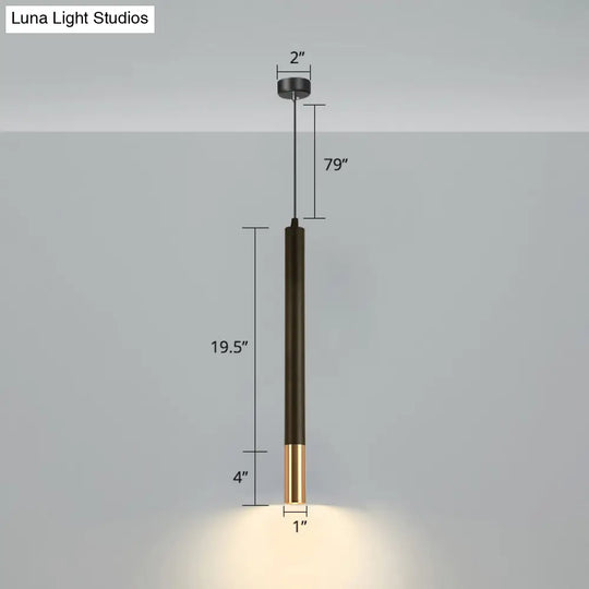 Minimalistic Tube Design Led Hanging Lamp For Bedside Suspension Pendant Light In Black Lighting