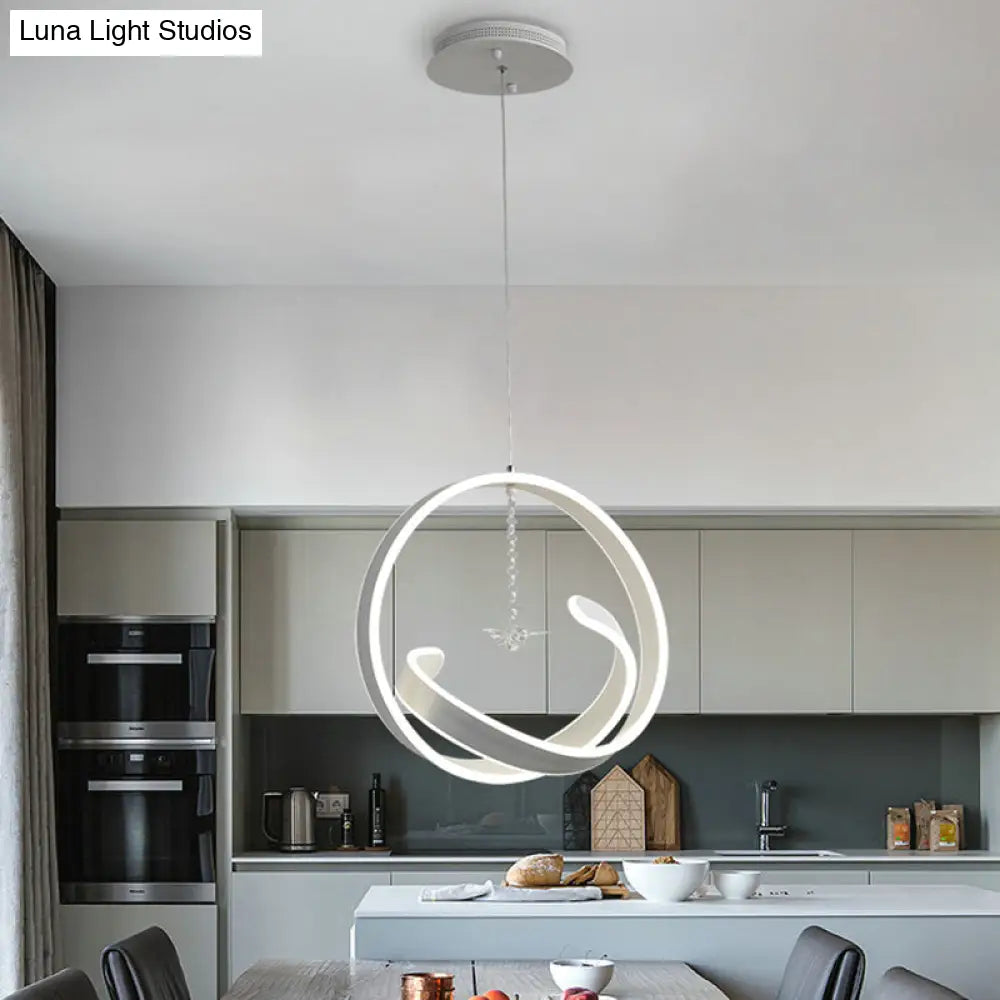 Minimalistic Twist Hanging Led Chandelier Pendant Light - Simple Style Acrylic Warm/White