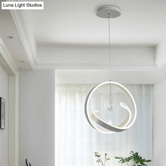 Minimalist Acrylic Led Pendant Light - Twist Design Warm/White White /