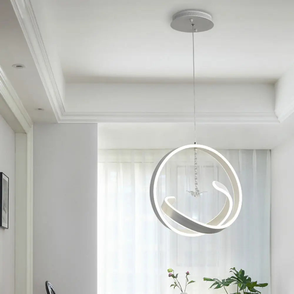 Minimalistic Twist Hanging Led Chandelier Pendant Light - Simple Style Acrylic Warm/White White /