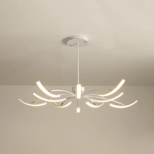 Minimalistic White Floral Chandelier Led Ceiling Light For Living Room 10 / Remote Control Stepless