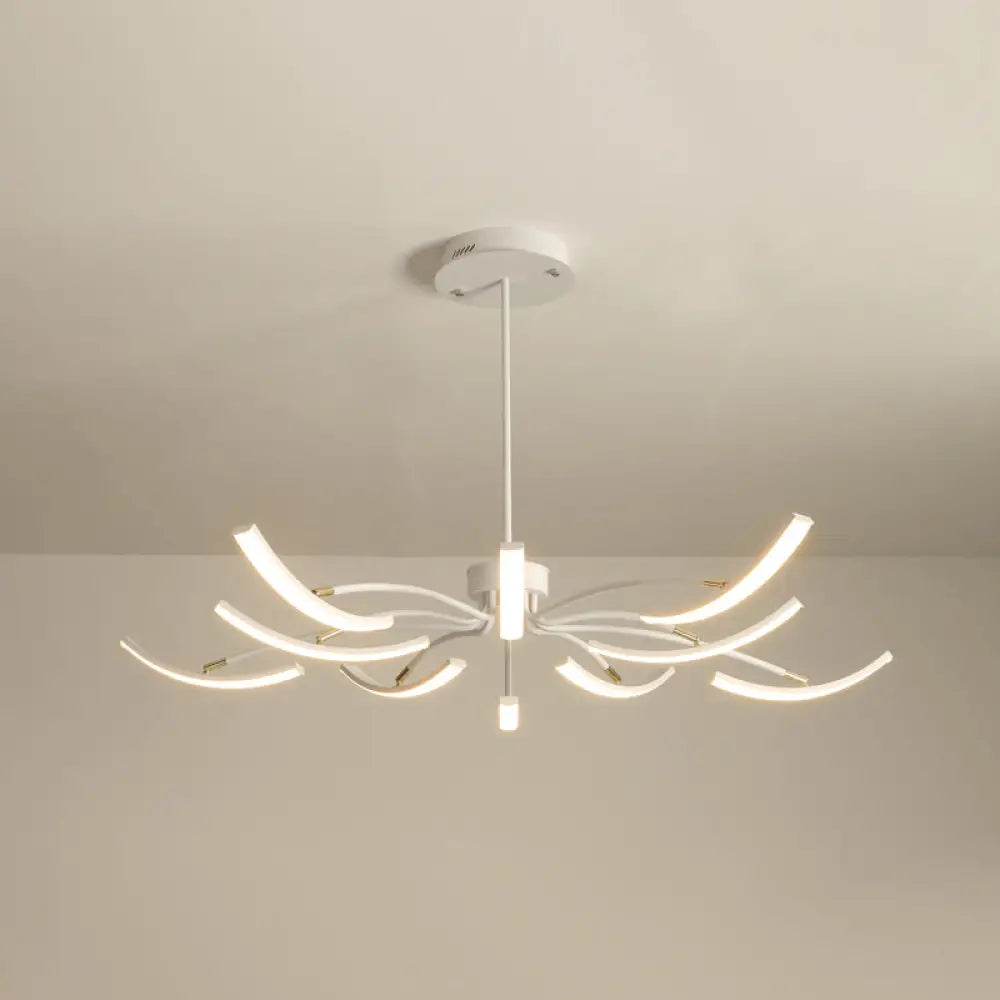 Minimalistic White Floral Chandelier Led Ceiling Light For Living Room 10 / Warm