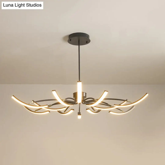 White Minimalistic Floral Chandelier Ceiling Lamp With Metal Led Suspension For Living Room 12 /