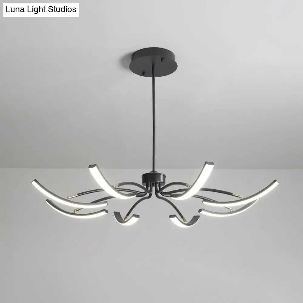 White Minimalistic Floral Chandelier Ceiling Lamp With Metal Led Suspension For Living Room 8 /