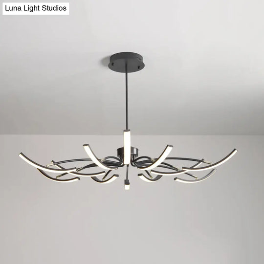 White Minimalistic Floral Chandelier Ceiling Lamp With Metal Led Suspension For Living Room 12 /