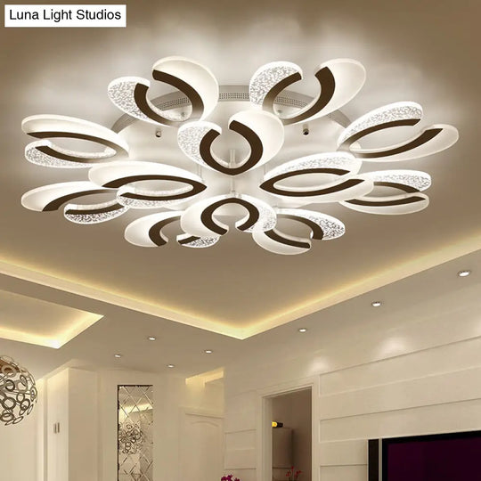 Minimalistic White Floral Led Acrylic Flush Mount Light For Living Room Ceiling