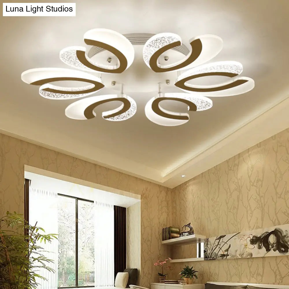 Minimalistic White Floral Led Acrylic Flush Mount Light For Living Room Ceiling