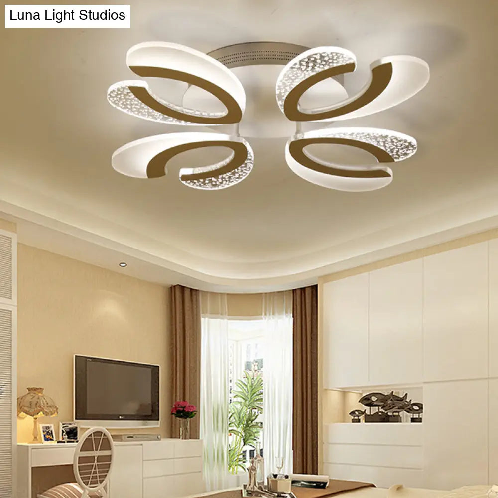 Minimalistic White Floral Led Acrylic Flush Mount Light For Living Room Ceiling 4 /