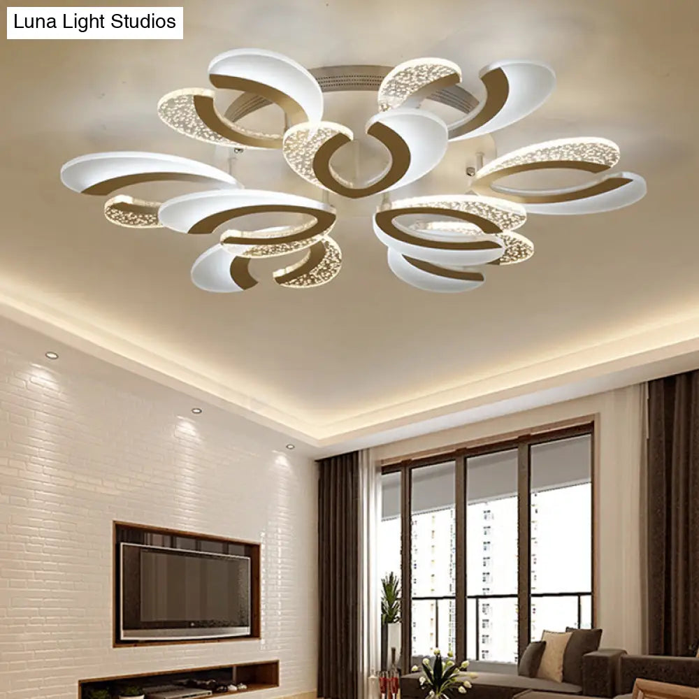 Minimalistic White Floral Led Acrylic Flush Mount Light For Living Room Ceiling 9 / Warm