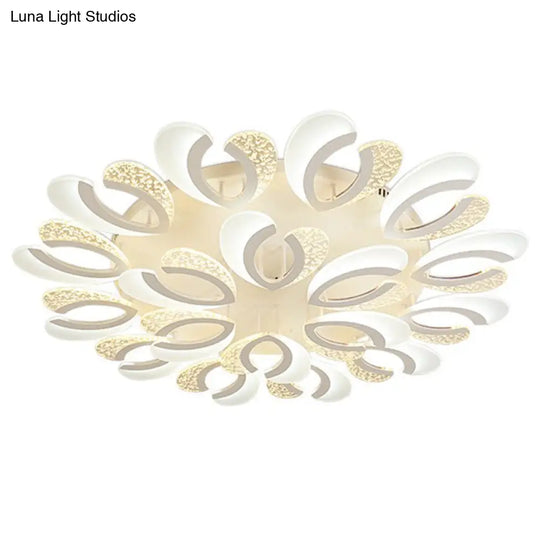 Minimalistic White Floral Led Acrylic Flush Mount Light For Living Room Ceiling