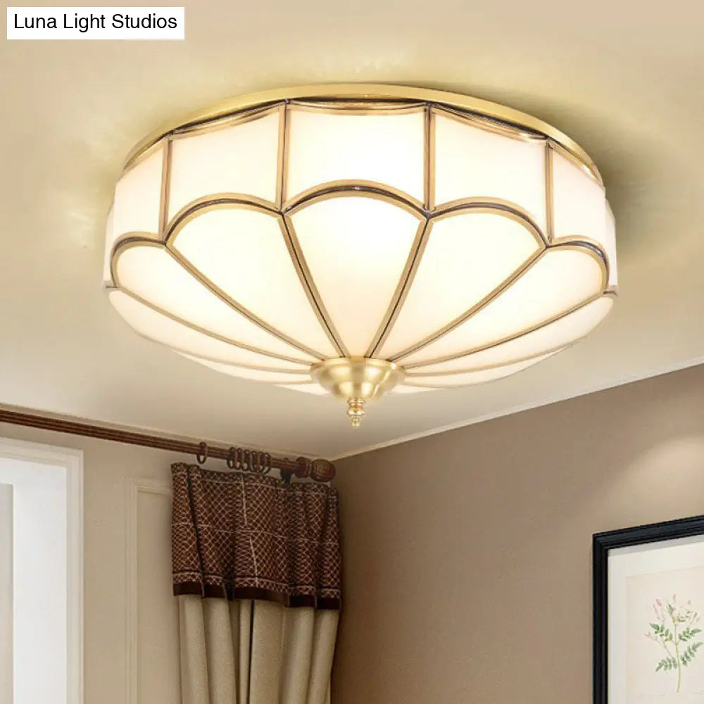 Minimalistic White Glass Flush Mount Ceiling Light Fixture