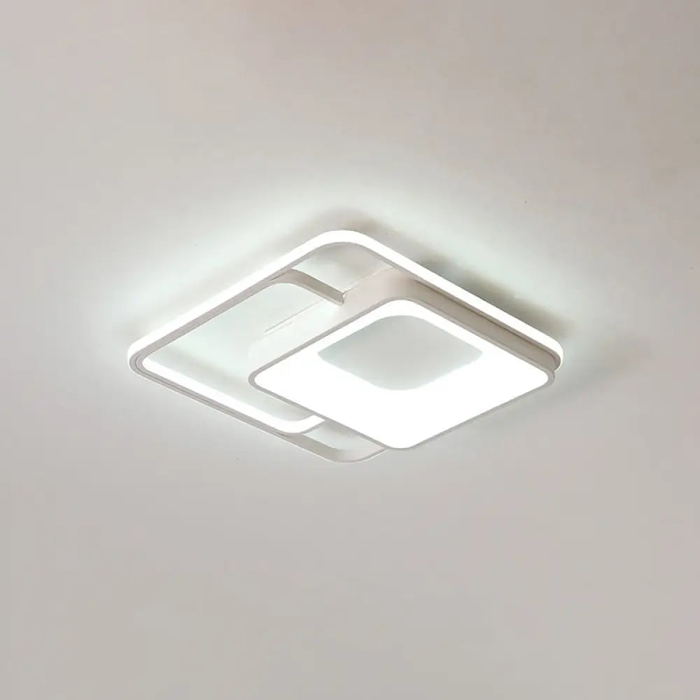 Minimalistic White Led Flush Mount Ceiling Lamp For Bedrooms / 16’