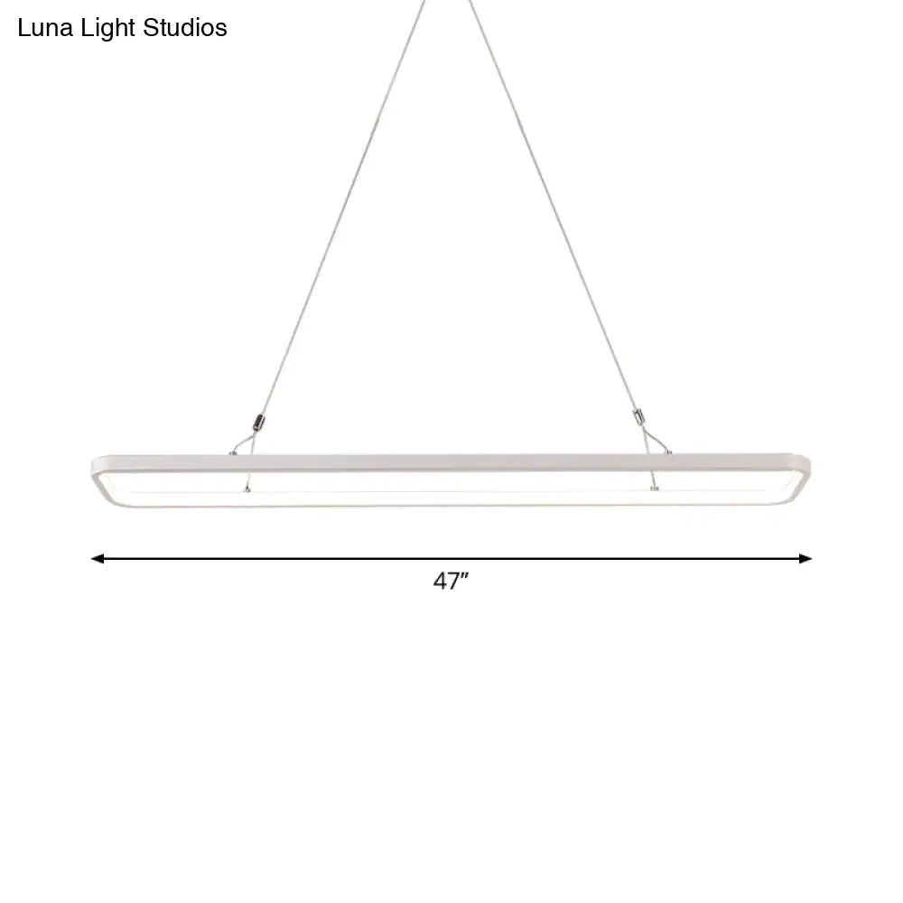 Minimalistic White Led Pendant Light For Dining Room With Acrylic Shade - Rectangle Shape Warm/White