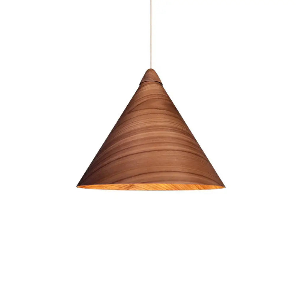 Minimalistic Wooden Pendant Light - Conical Design For Dining Room Suspension Brown / Small