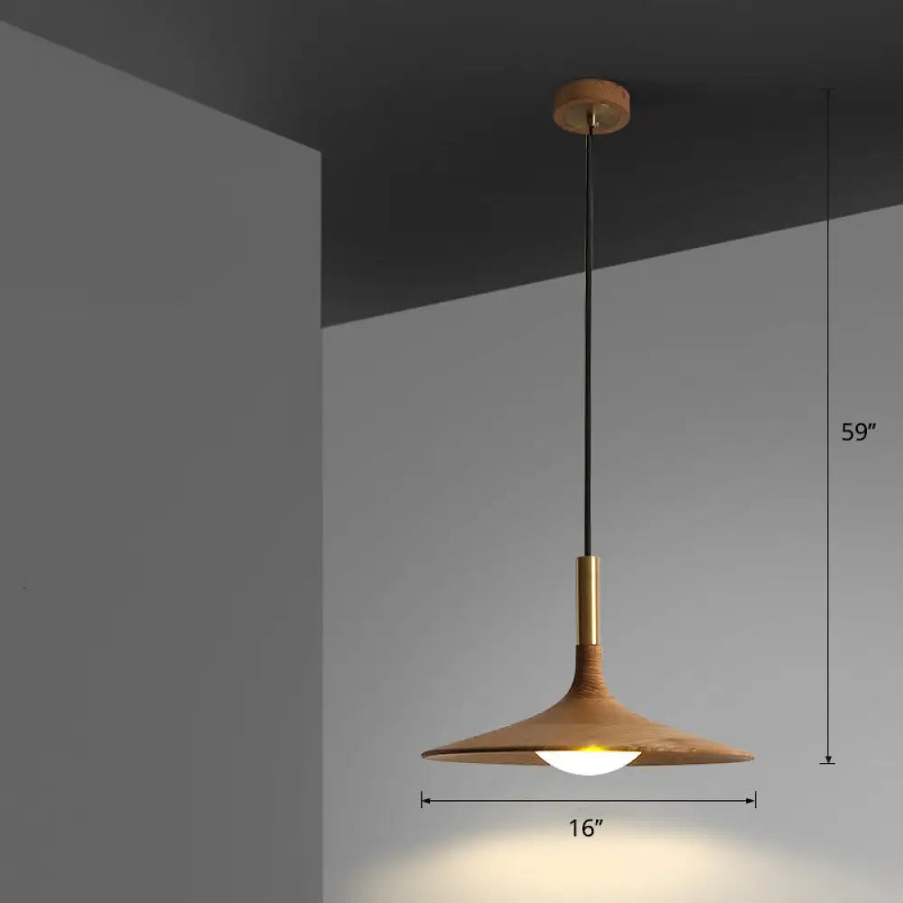 Minimalistic Wooden Trumpet Pendant Lamp With Led Suspension For Tea Room Wood / 16’