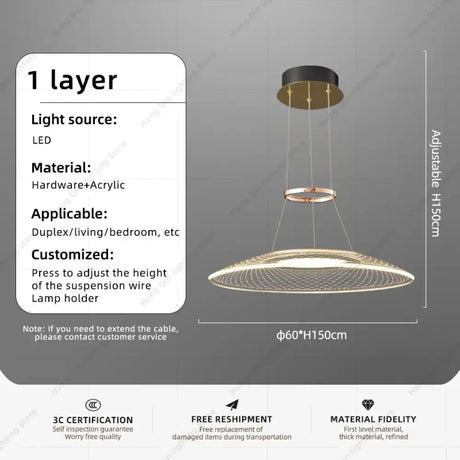 Mira Modern White LED Aluminum Chandelier Pendant Light for Living Room & Hotels D60cm / tricolor light chandelier