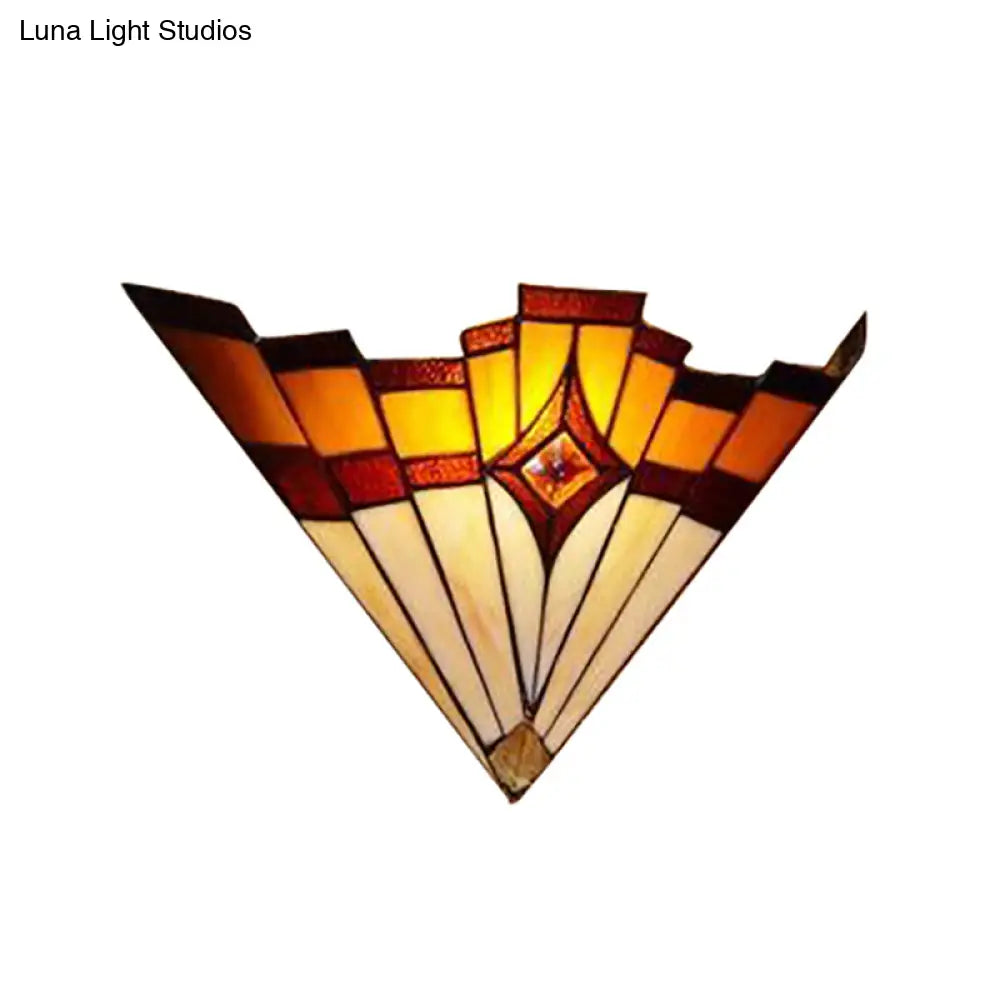 Mission Style Stained Glass Wall Sconce: Triangle Design Indoor Lighting For Hallways