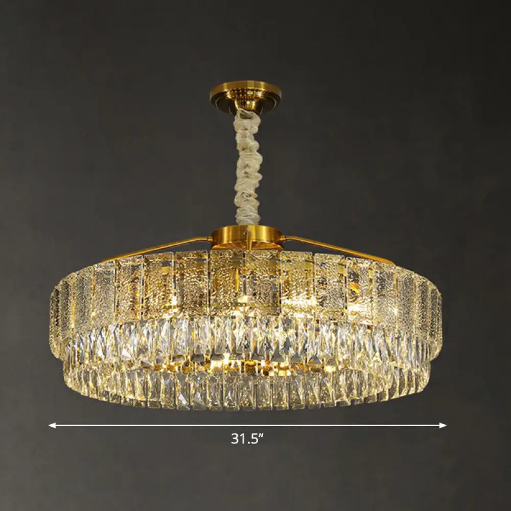 Modalight Circular Chandelier: Elegant Light Tan K9 Crystal Lamp For Bedroom 15 /