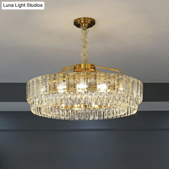 Modalight Circular Chandelier: Elegant Light Tan K9 Crystal Lamp For Bedroom