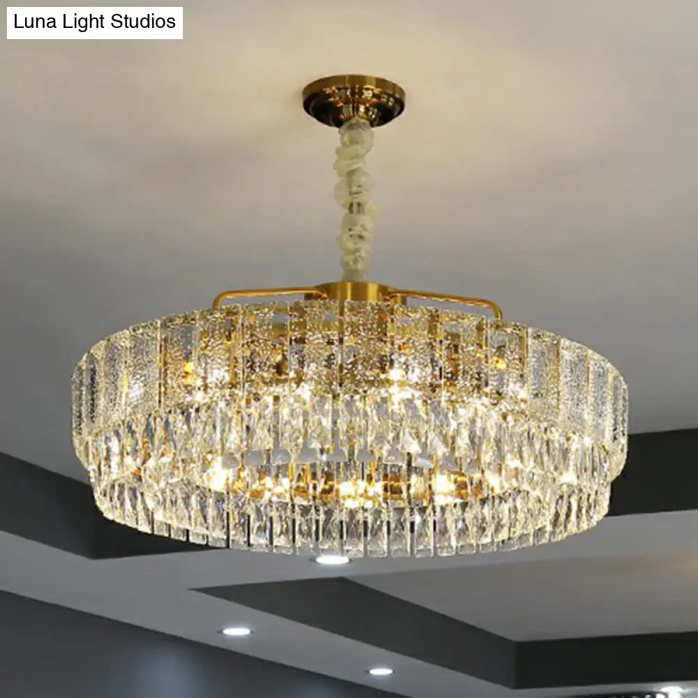 Modalight Circular Chandelier: Elegant Light Tan K9 Crystal Lamp For Bedroom