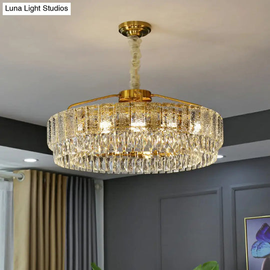 Modalight Circular Chandelier: Elegant Light Tan K9 Crystal Lamp For Bedroom