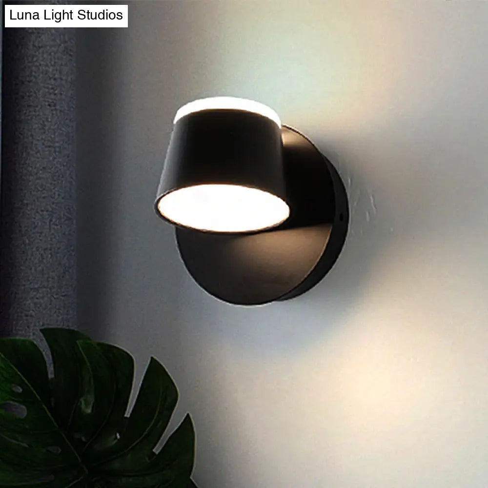 Modern 1/2/3-Light Bedroom Wall Sconce With Cone Metal Shade - White/Black Vanity Lighting Fixture