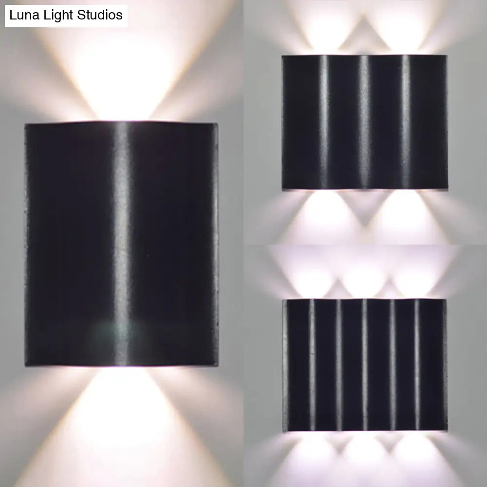 Modern 1/2/3-Light Black Porch Wall Sconce With Wavy Metal Shade And Warm/White Lighting