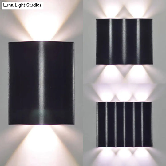 Modern 1/2/3-Light Black Porch Wall Sconce With Wavy Metal Shade And Warm/White Lighting