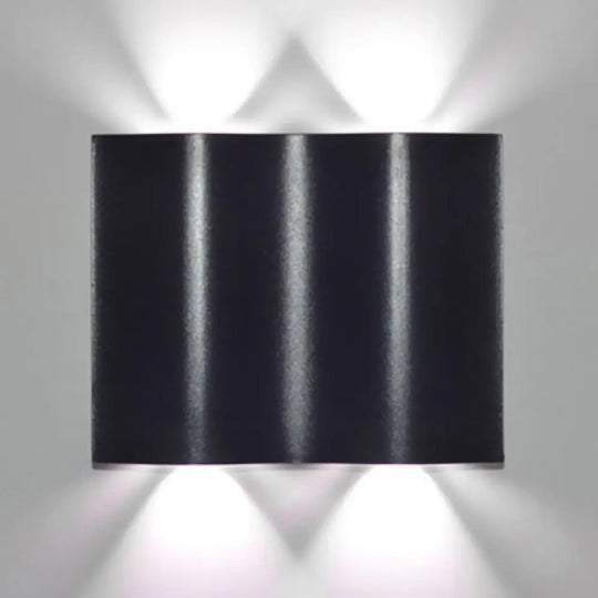 Modern 1/2/3-Light Black Porch Wall Sconce With Wavy Metal Shade And Warm/White Lighting 2 / White