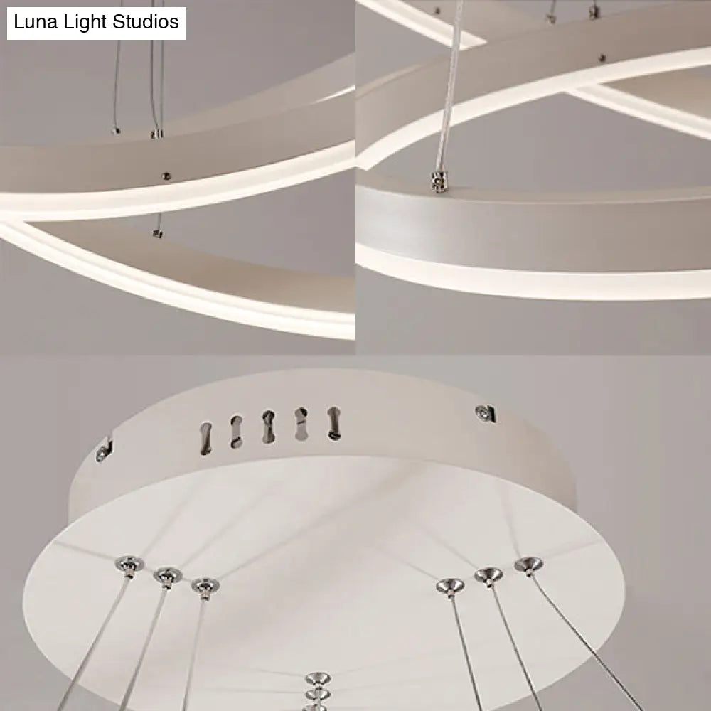 Modern 1/2/3-Light Chandelier Pendant With Acrylic Shade - Brown/Black/White Ceiling Light In