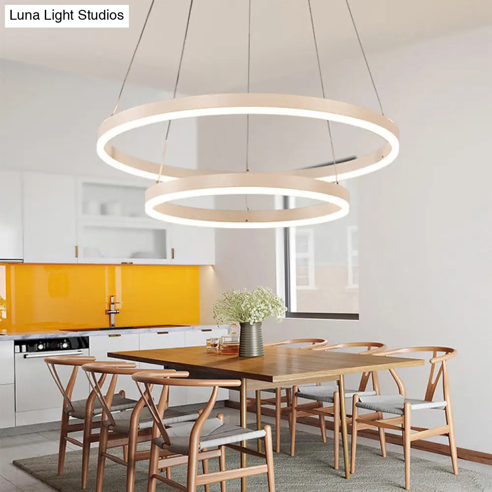 Modern 1/2/3-Light Chandelier Pendant With Acrylic Shade - Brown/Black/White Ceiling Light In