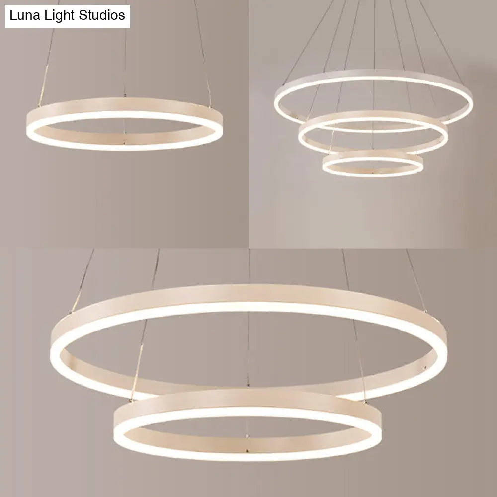 Modern 1/2/3-Light Chandelier Pendant With Acrylic Shade - Brown/Black/White Ceiling Light In