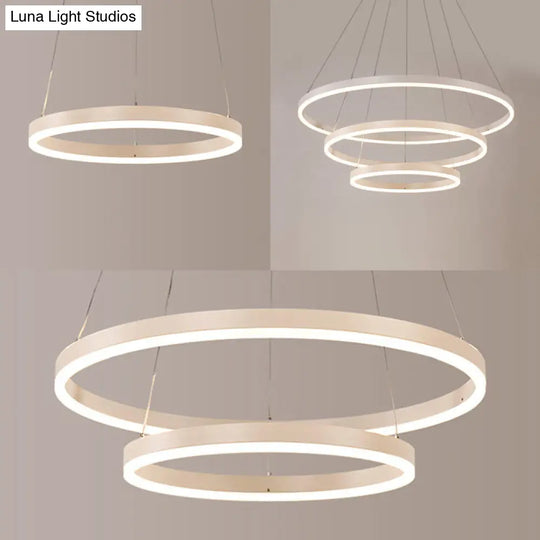 Modern 1/2/3-Light Chandelier Pendant With Acrylic Shade - Brown/Black/White Ceiling Light In