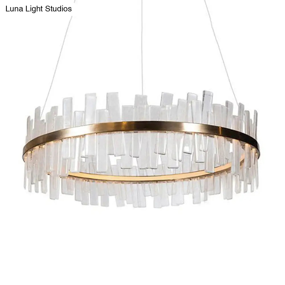 Modern 1/2 Lights Living Room Crystal Chandelier With Gold Led Suspension Pendant