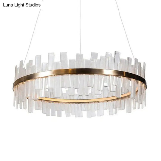 Modern 1/2 Lights Living Room Crystal Chandelier With Gold Led Suspension Pendant