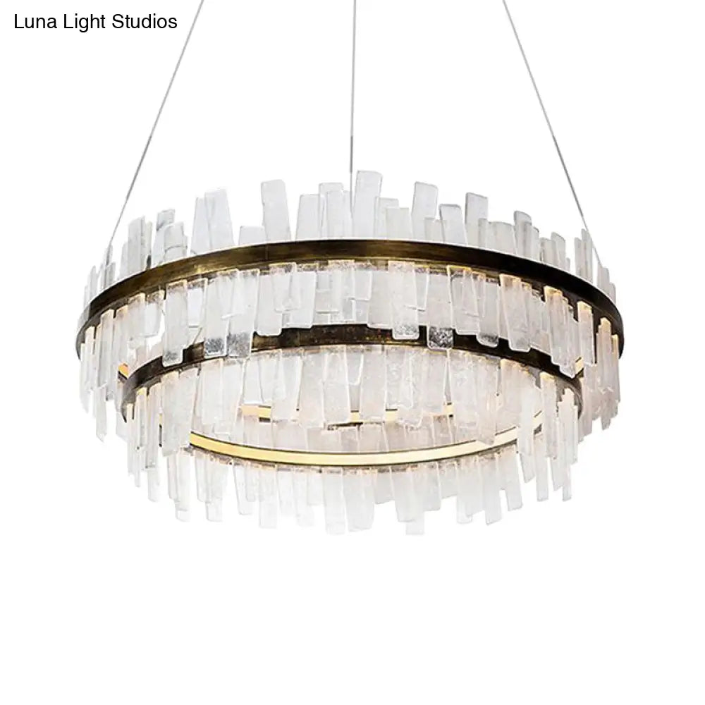 Modern 1/2 Lights Living Room Crystal Chandelier With Gold Led Suspension Pendant