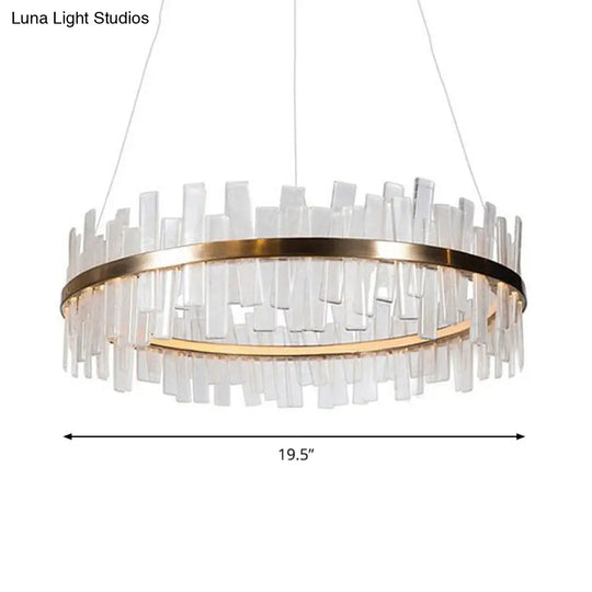 Modern 1/2 Lights Living Room Crystal Chandelier With Gold Led Suspension Pendant