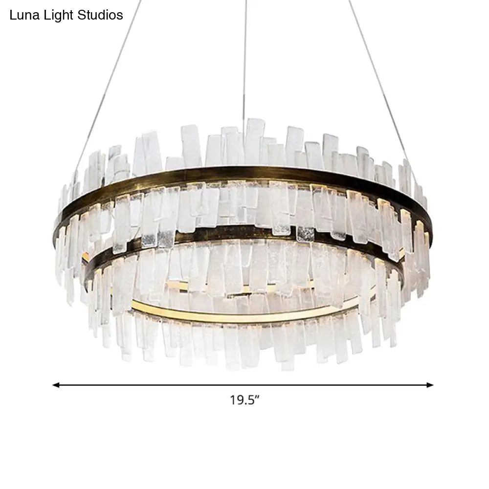 Modern 1/2 Lights Living Room Crystal Chandelier With Gold Led Suspension Pendant