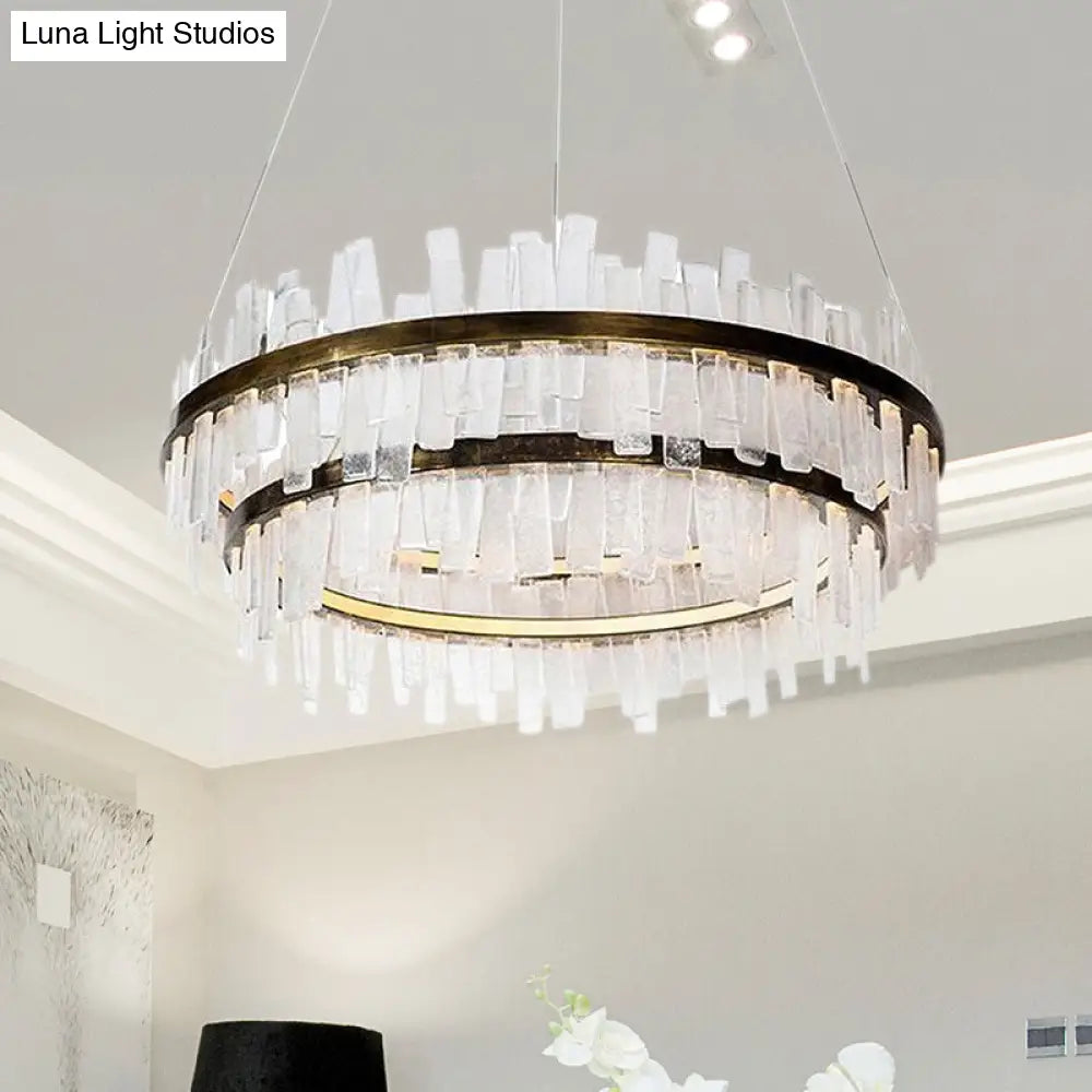 Modern 1/2 Lights Living Room Crystal Chandelier With Gold Led Suspension Pendant