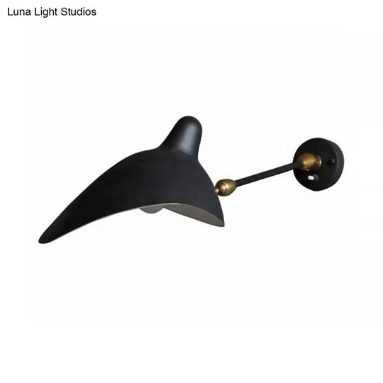 Modern 1/3-Light Duckbill Wall Sconce With Black Metallic Shade Adjustable Living Room Lamp