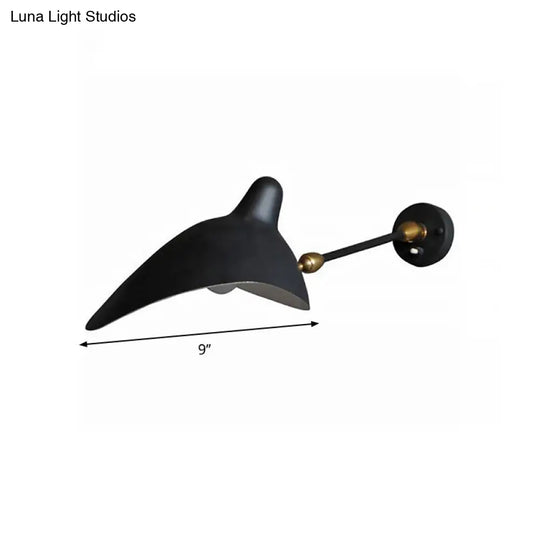 Modern 1/3-Light Duckbill Wall Sconce With Black Metallic Shade Adjustable Living Room Lamp