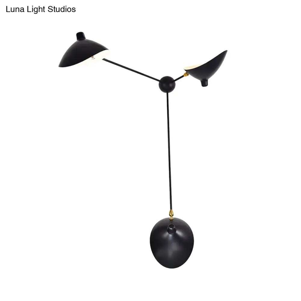 Modern 1/3-Light Duckbill Wall Sconce With Black Metallic Shade Adjustable Living Room Lamp