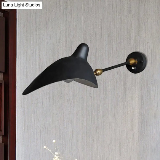 Modern 1/3-Light Duckbill Wall Sconce With Black Metallic Shade Adjustable Living Room Lamp