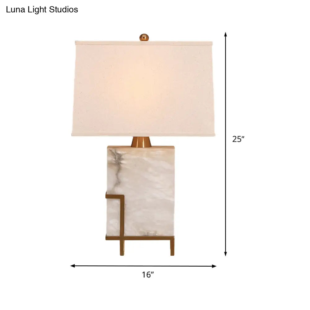 Modern 1-Bulb White Task Reading Light With Fabric Shade