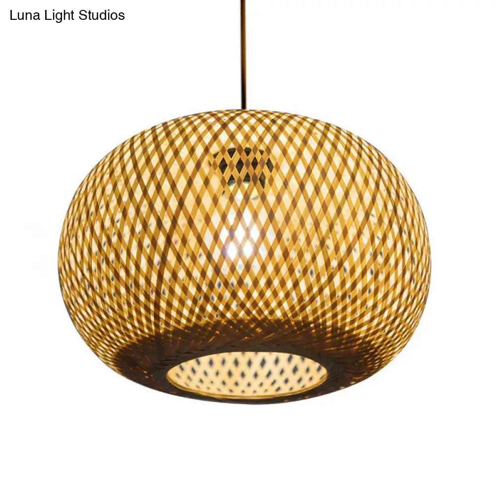 Wooden Pendant Light With Bamboo Shade And Modernist Touch