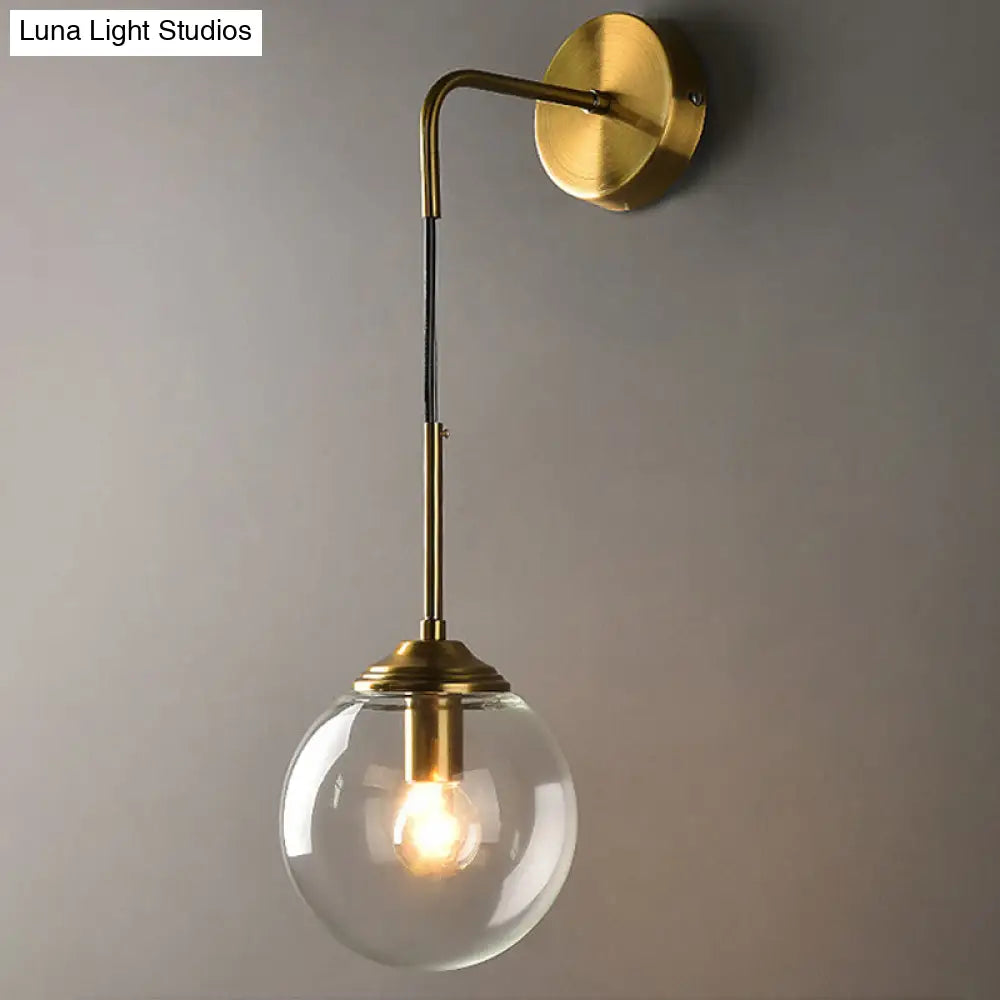 Modern 1-Head Globe Wall Light In Gold - Perfect For Bedrooms