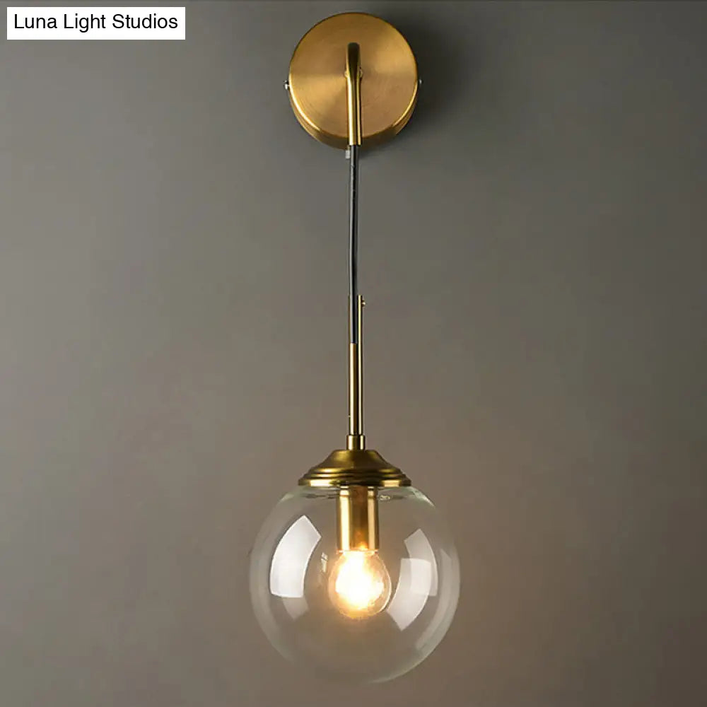 Modern 1-Head Globe Wall Light In Gold - Perfect For Bedrooms