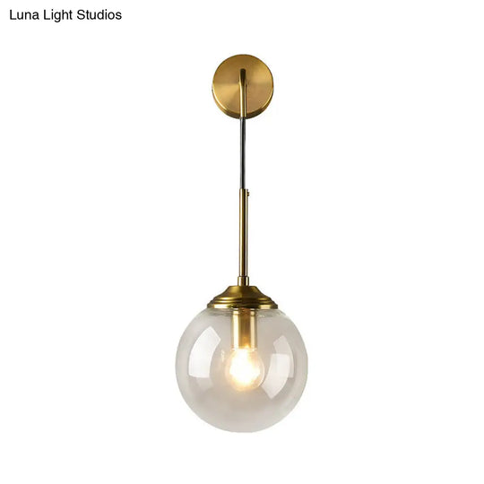 Modern 1-Head Globe Wall Light In Gold - Perfect For Bedrooms