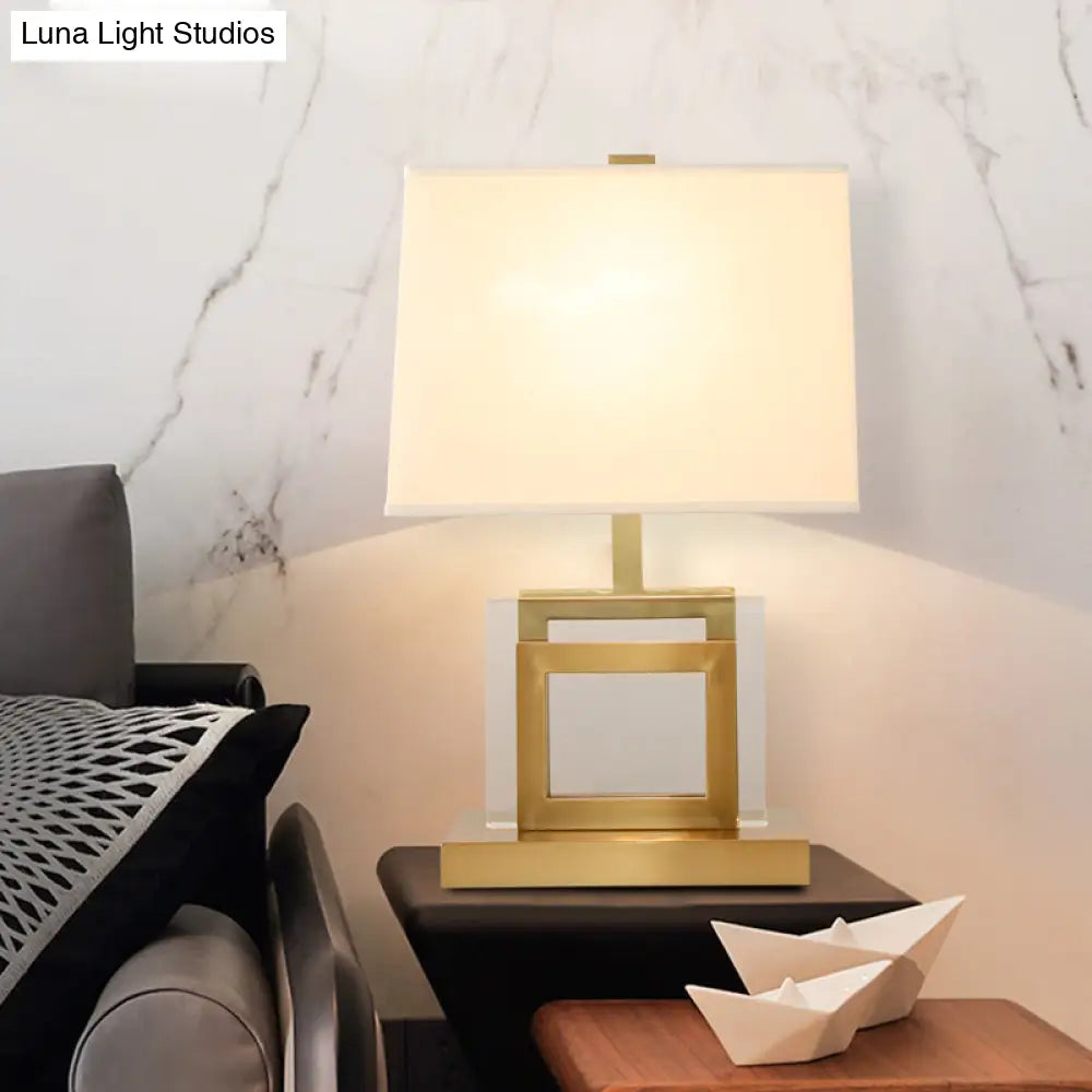 Modern 1-Head Gold Trapezoid Task Light With Fabric Shade - Ideal For Reading And Book Enthusiasts